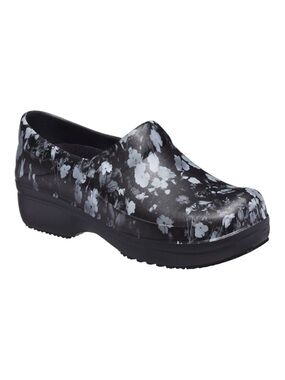 CROCS WOMENS NERIA PRO II GRAPHIC SLIP ON CLOG WHITE BLACK FLORAL PRINT SIZE 8